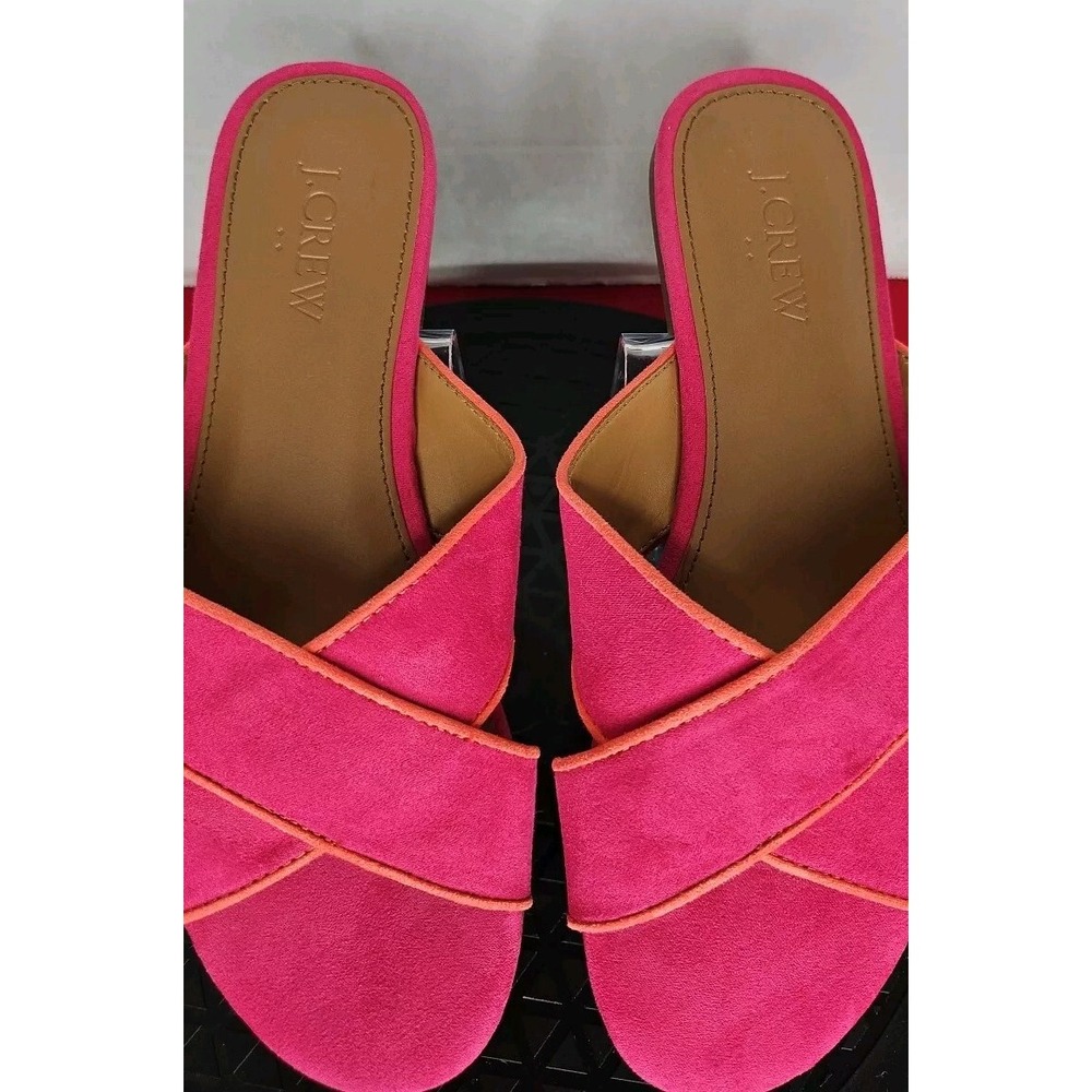 J.Crew Pink Leather Criss Cross Slide Sandal Open Toed Women's Size 6 - Picture 2 of 8